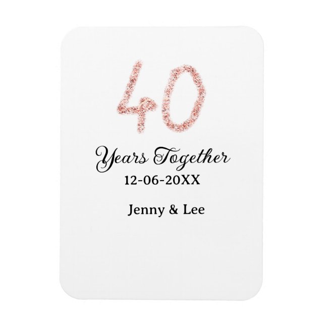 Ímã Forty years together black pink glitter bold lette (Vertical)