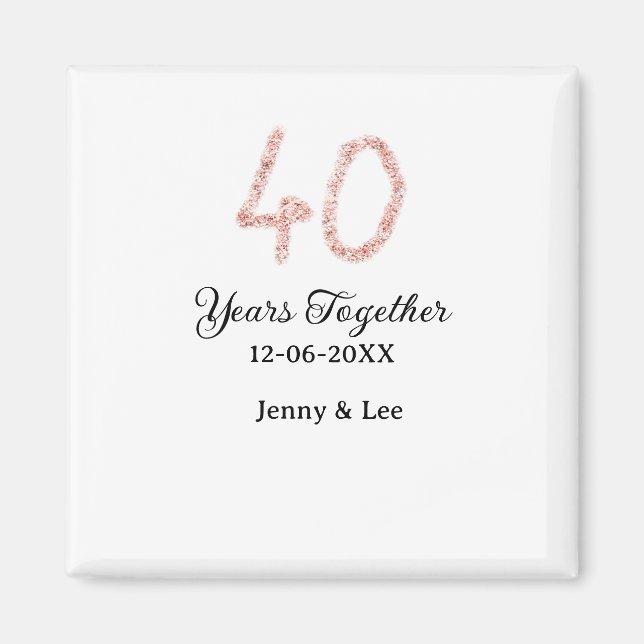 Imã Forty years together black pink glitter bold lette (Frente)