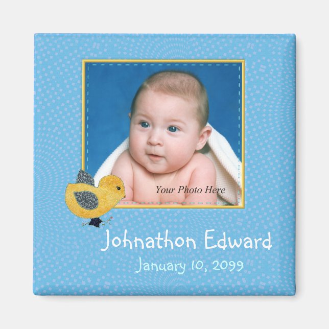 Imã Foto: Anúncio de nascimento Pintinho de Bebê Cute (Frente)