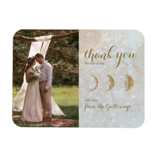 Ímã Foto Celestial Zodiac Casamento Azul Lua Obrigado
