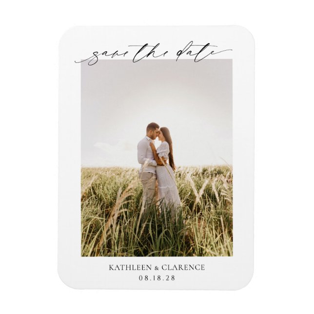 Ímã Foto Clássica Casamento Elegante Salve a Data (Vertical)