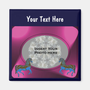 Imã Foto colorida do design dos cavalos do carrossel