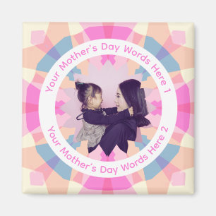 Imã Foto Cor Personalizada Dia das Mães Estrela Rosa