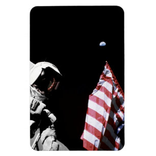 Ímã Foto da Bandeira Americana do Astronauta da NASA A