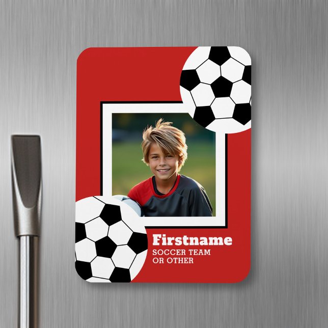 Ímã Foto da bola de futebol - Pode editar cor (Personalized fridge magnet - sports photo)
