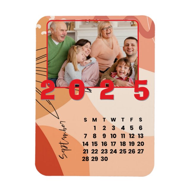 Ímã Foto da Família Calendário 2025 de setembro (Vertical)