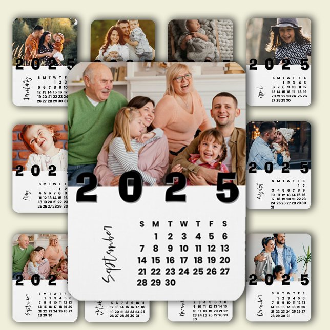 Ímã Foto da Família Calendário 2025 de setembro (New Year 2025 Calendar September Family Photo Magnet)