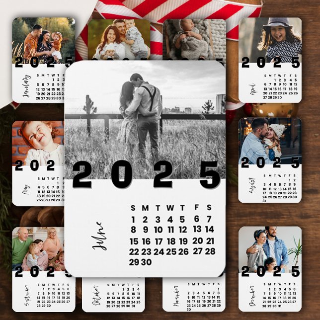 Ímã Foto da Família Calendário de 2025 de junho (New Year 2025 June Calendar Family Photo Magnet)