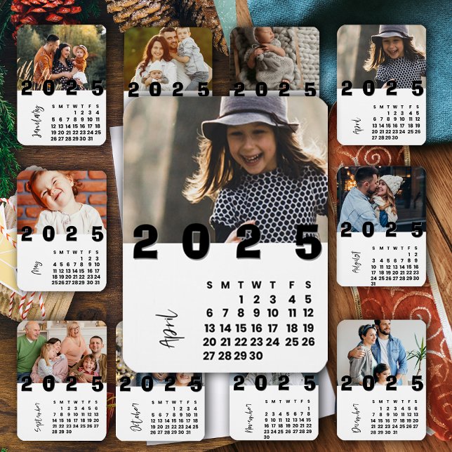 Ímã Foto da Família de Calendários 2025 em abril do an (April New Year 2025 Calendar Family Photo Magnet)
