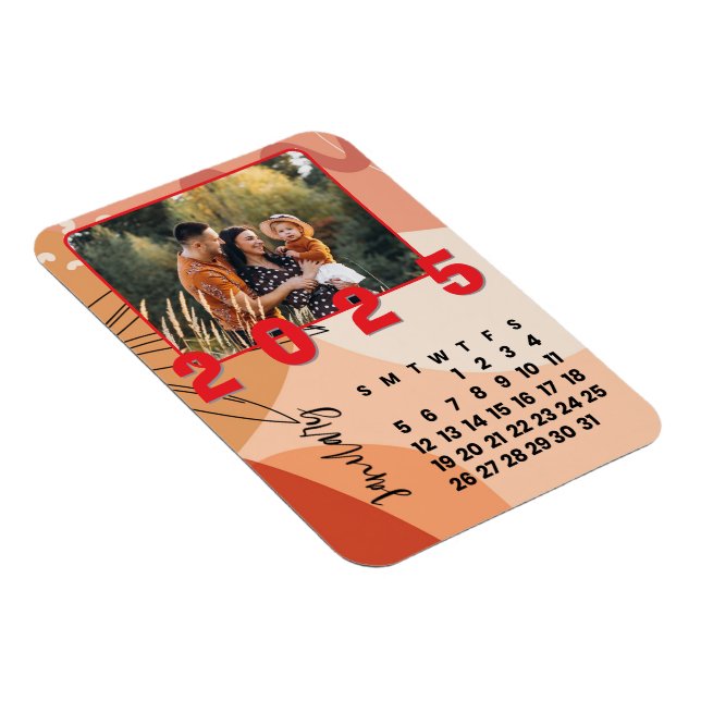 Ímã Foto da Família de Calendários do Ano Novo 2025 (Lado Direito)