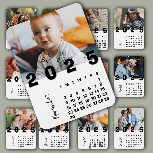 Ímã Foto da Família de Calendários do Mês de novembro  (New Year 2025 November Month Calendar Family Photo Magnet)