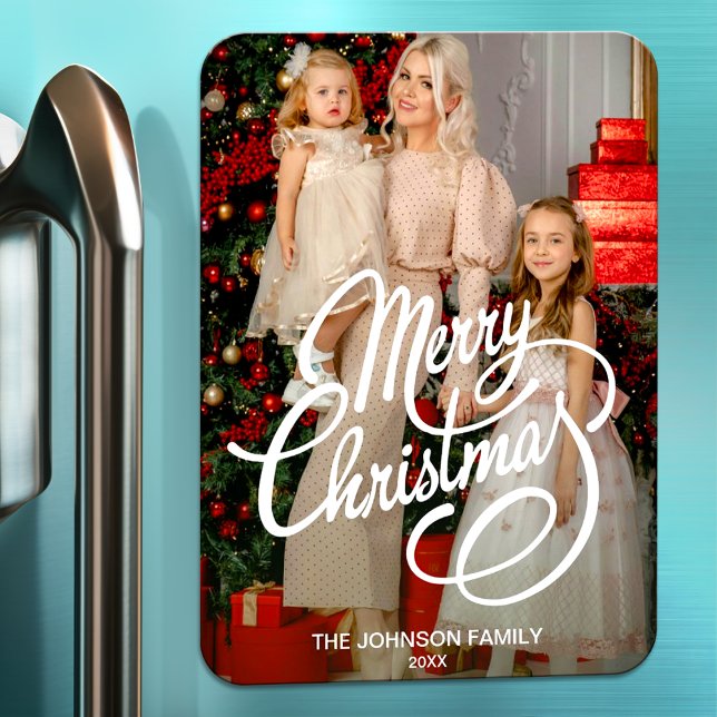 Ímã Foto da família de cartões de natal de Natal Feliz (Criador carregado)