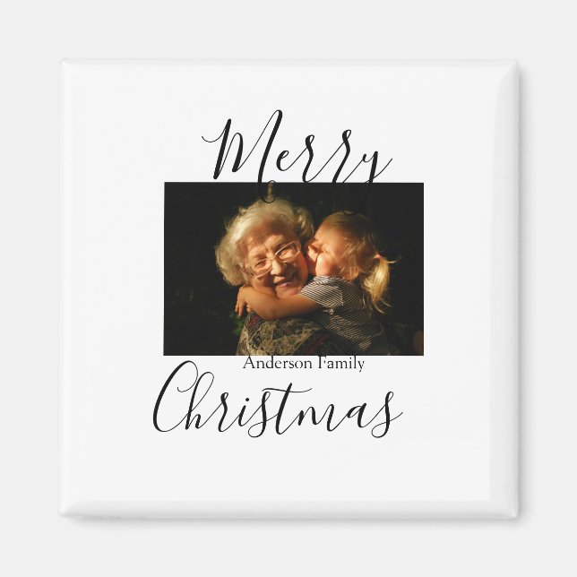 Imã Foto da família Feliz Natal, moderna e elegante ru (Frente)