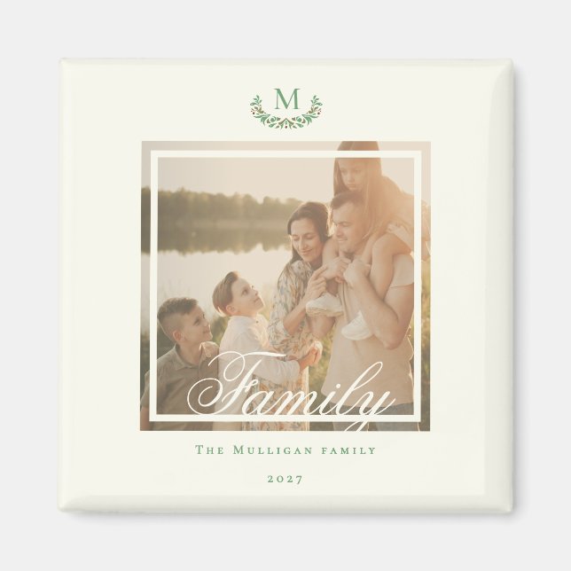 Imã Foto da família Monograma dom Natal Magnet (Frente)