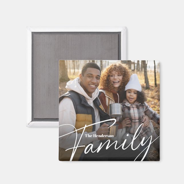 Imã Foto da família personalizada simples (Front/Back)