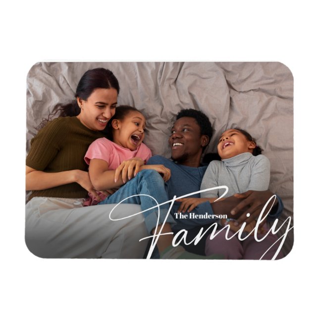 Ímã Foto da família personalizada simples (Horizontal)