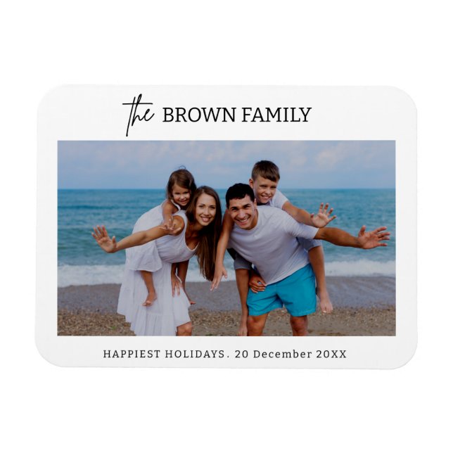 Ímã Foto da família personalizada simples e minimalist (Horizontal)