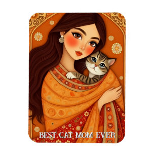 Ímã Foto da Mamãe amante de gatos laranja