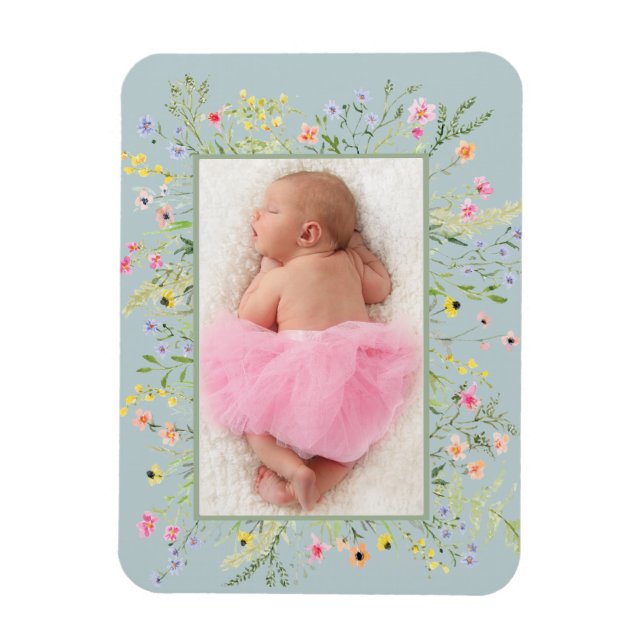 Ímã Foto da Moldura de flor selvagem Elegante (Vertical)