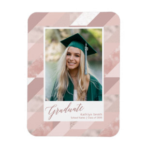 Ímã Foto da rosa Dourada Marble Modern Graduation Girl