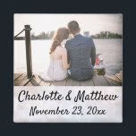 Imã Foto Da Tipografia Moderna De Casamento Obrigado<br><div class="desc">Este moderno ímã de fotos de tipografia fará o favor perfeito para o seu casamento! Personalize com a foto,  os nomes e a data de sua escolha. Os nomes e a data são impostos sobre um fundo branco claro.</div>