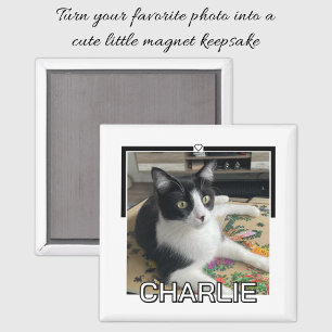 Imã Foto de animal de estimação com nome personalizado