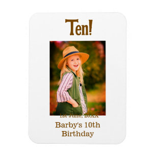 Ímã foto de aniversário de 10 anos nome data simples m