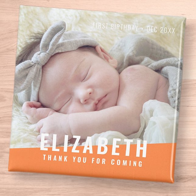 Imã Foto de Aniversário do Moderno Brilho Cor Obrigado (Criador carregado)