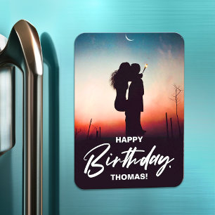 Ímã Foto de Aniversário Moderno e Bonito e Feliz