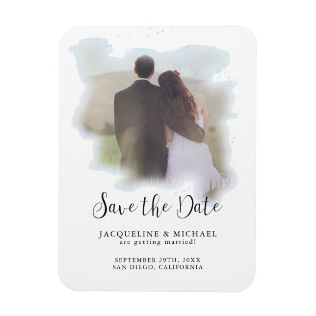 Ímã Foto de Aquarela de Script Moderno Elegante Simple (Vertical)