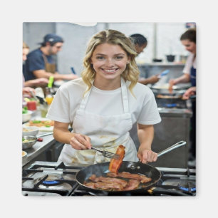 Imã Foto de Bacon Cozinhando Personalizar