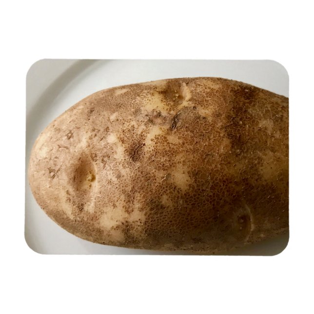 Ímã Foto de Batata Russet em Prato Branco (Horizontal)