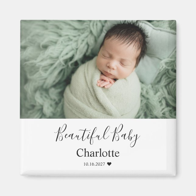 Imã Foto de Bebê com Nome Personalizado Lembrança (Frente)