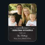 Ímã Foto de Bênção de Natal Rustic Chalkboard<br><div class="desc">Ajude-os a lembrar-se de você o ano todo com o nosso Rústico Tampão de Natal Bênção. Para obter melhores resultados,  adicione uma imagem horizontal. Encontre mais presentes de feriado no TheInspirouEdge.</div>