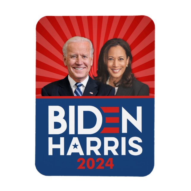 Ímã Foto de Biden Harris - 2024 star - Azul Branco Ver (Vertical)