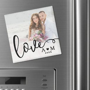 Imã Foto de Casal com Letra Elegante de Amor