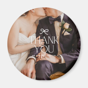 Imã Foto de Casamento com Laço Coquette de Agradecimen