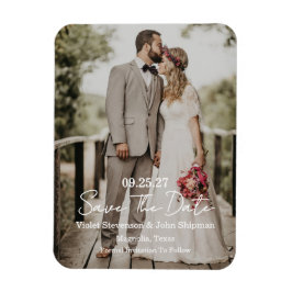 Ímã Foto de Casamento com Letra Moderna Save The Date