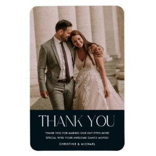 Ímã Foto de Casamento Favorita Obrigado Azul Marinho