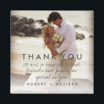 Imã Foto De Casamento Obrigado A Favor Da Mensagem<br><div class="desc">Este obrigado de casamento personalizado que vocês magnatas são a maneira perfeita de dizer obrigado aos seus convidados de casamento. Personalize com a sua fotografia,  o obrigado da mensagem e os nomes. Pode ser usado como obrigado ou como favores de casamento.</div>