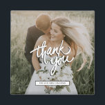 Imã Foto De Casamento Obrigado Favor<br><div class="desc">Obrigado magnatas pelos convidados do casamento - personalizados com sua foto e nomes.</div>