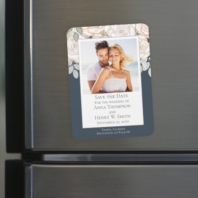 Ímã Foto de casamento personalizada para aviso de data (Criador carregado)