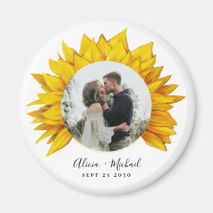 Imã Foto de casamento rústico de girassol salvar data