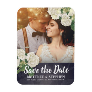 Ímã Foto De Casamento Salva A Data Hydrangea String Li