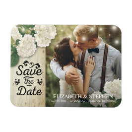Ímã Foto De Casamento Salvar A Data Hydrangeas Luz Mad