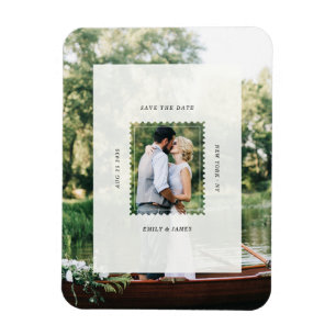 Ímã Foto de casamento Save the Date com carimbo modern