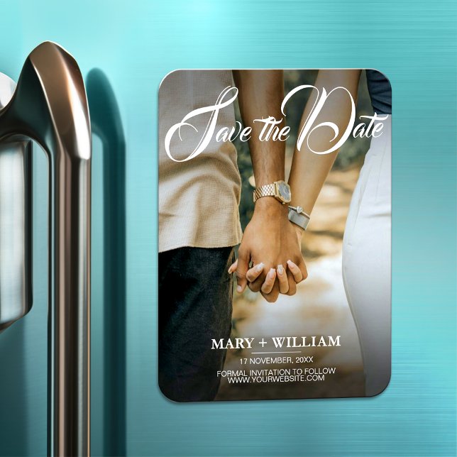 Ímã Foto de casamento simples e elegante salvar a data (Criador carregado)