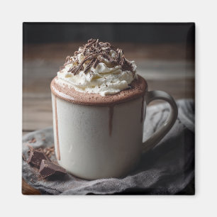 Imã Foto de Chocolate Quente Cremoso com Chantilly