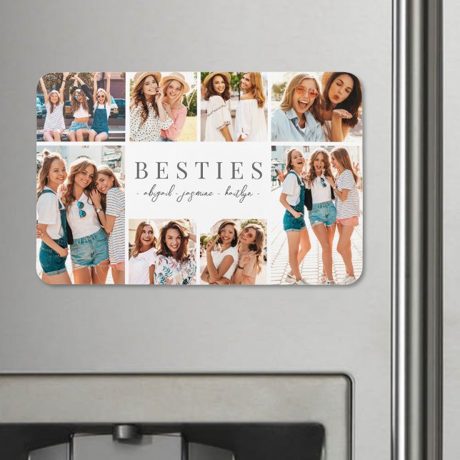 Ímã Foto de Colagem BFF Elegante para Melhores Amigos (Best Friends Elegant BFF Collage Photo Magnet)