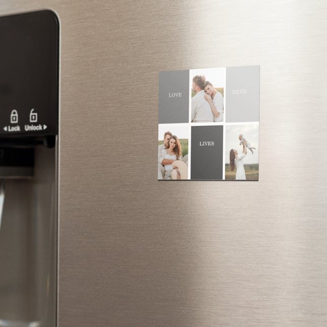 Imã Foto de Colagem da Família Moderna e Cinza Adoráve (Criador carregado)